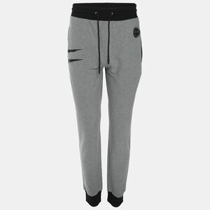 Plein Sport Grey/black Jersey Logo Print Joggers Xl
